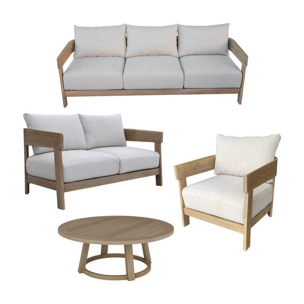 Kirra Outdoor 1 + 2 + 3 Seater Coffee Table Set Chair Sofa Lounge Acacia Timber Frame