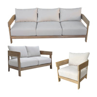 Kirra Outdoor 1 + 2 + 3 Seater Set Chair Sofa Lounge Acacia Timber Frame