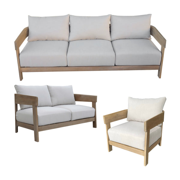 Kirra Outdoor 1 + 2 + 3 Seater Set Chair Sofa Lounge Acacia Timber Frame
