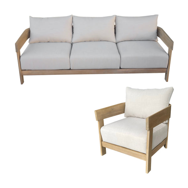 Kirra Outdoor 1 + 3 Seater Set Chair Sofa Lounge Acacia Timber Frame