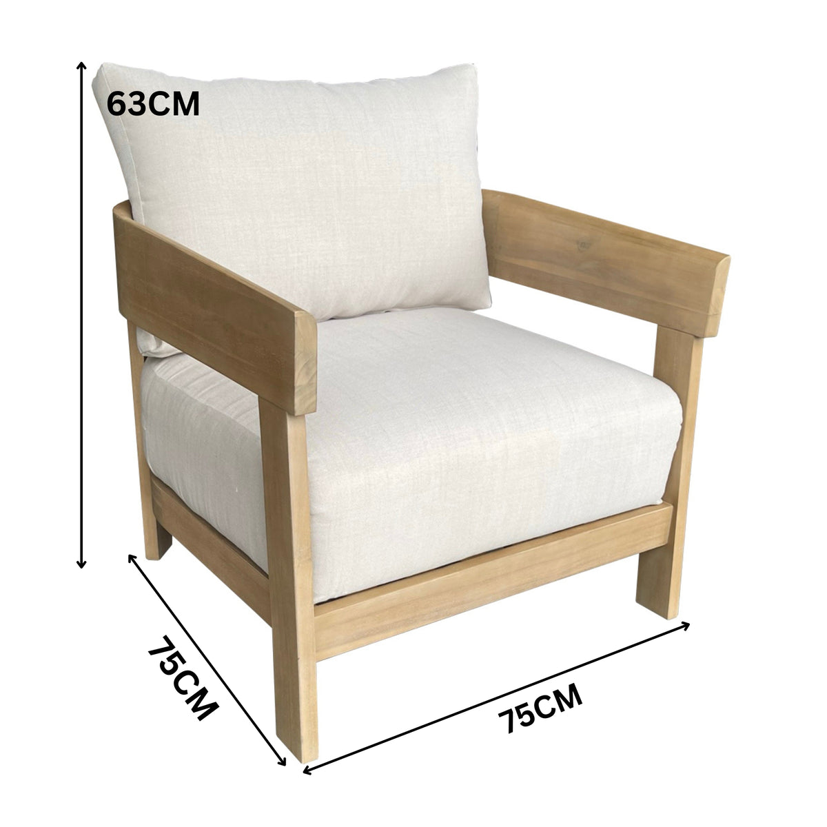 Kirra Outdoor 1 Seater Chair Sofa Lounge Acacia Timber Frame