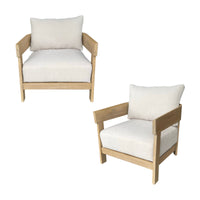 Kirra Outdoor 2pc 1 Seater Set Chair Sofa Lounge Acacia Timber Frame
