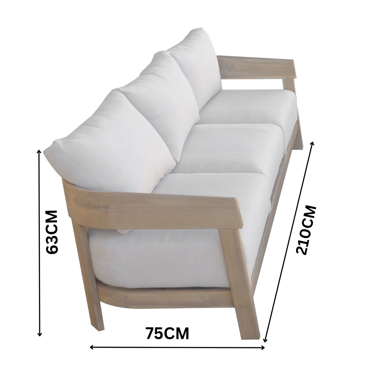 Kirra Outdoor 3 Seater Sofa Lounge Acacia Timber Frame