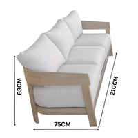 Kirra Outdoor 3 Seater Sofa Lounge Acacia Timber Frame