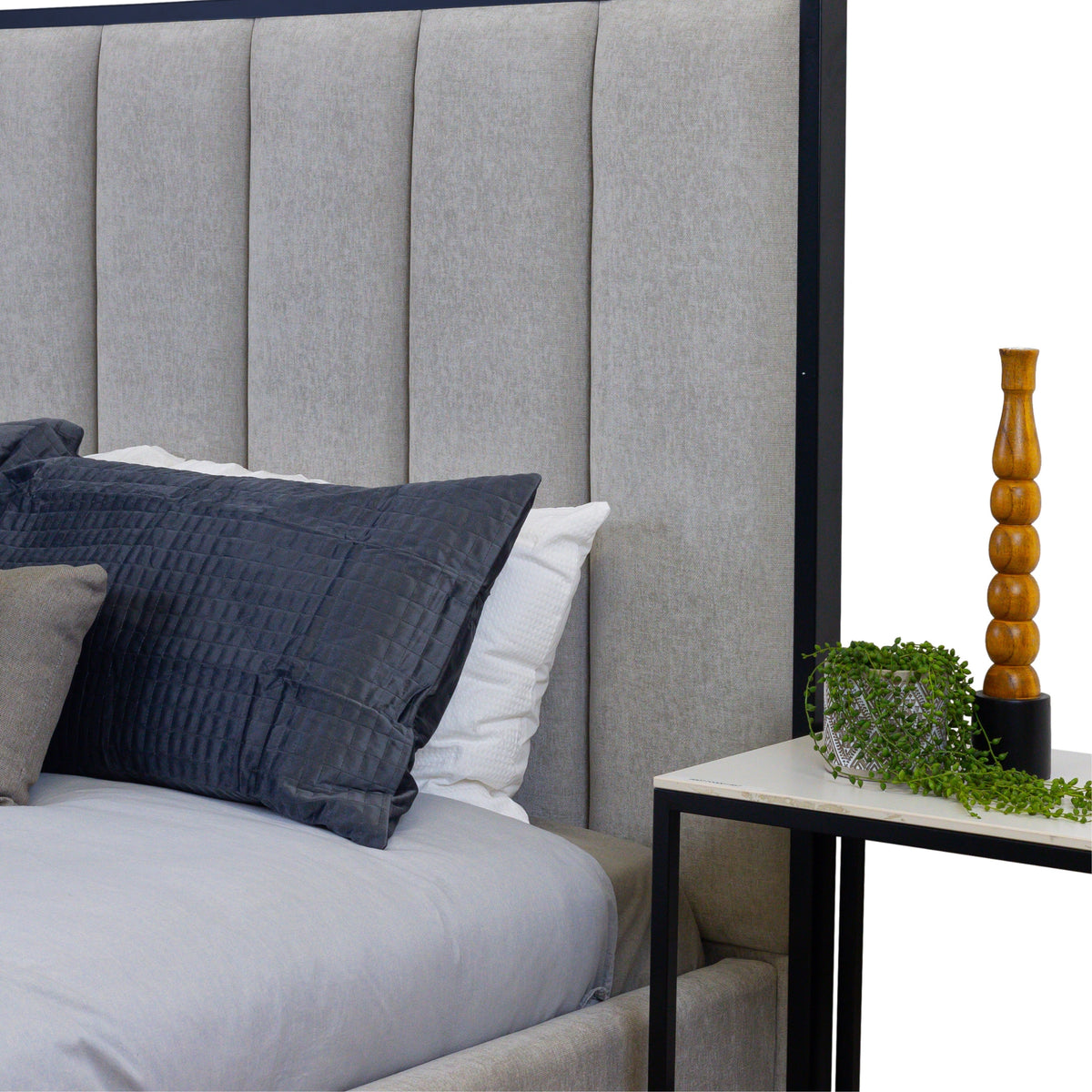 Klim Bedside Table Marble Top Grey