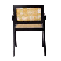 Korina Carver 2pc Set Dining Arm Chair Solid Timber Wood Rattan Wicker Black