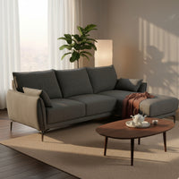 Kyle 2 Seater Fabric Sofa LHF Chaise Grey