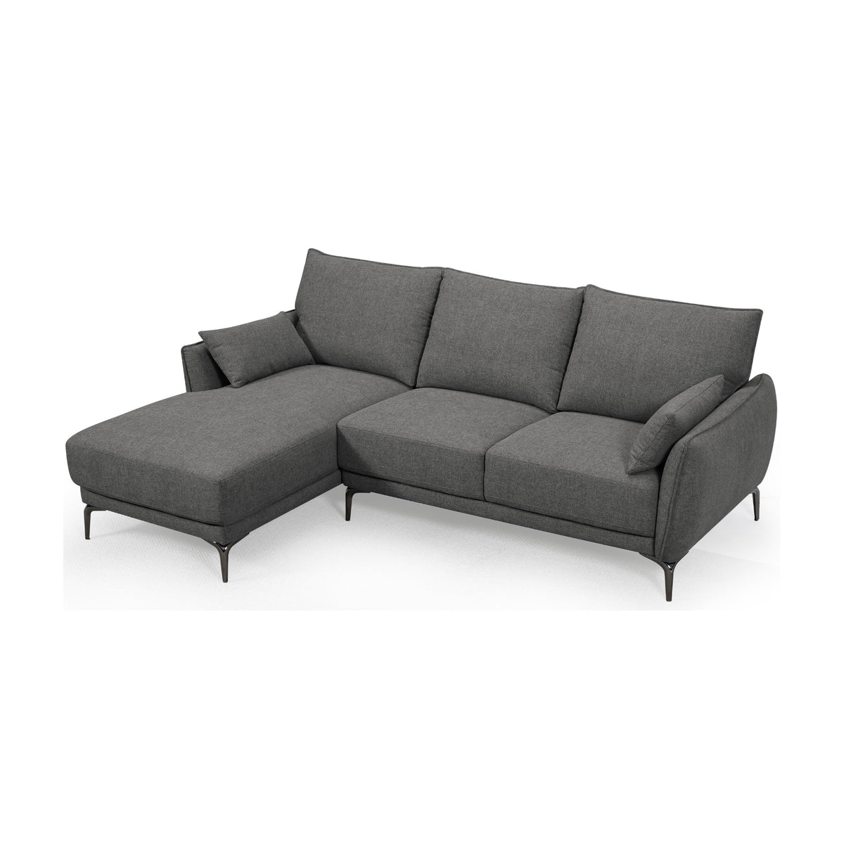 Kyle 2 Seater Fabric Sofa RHF Chaise Grey