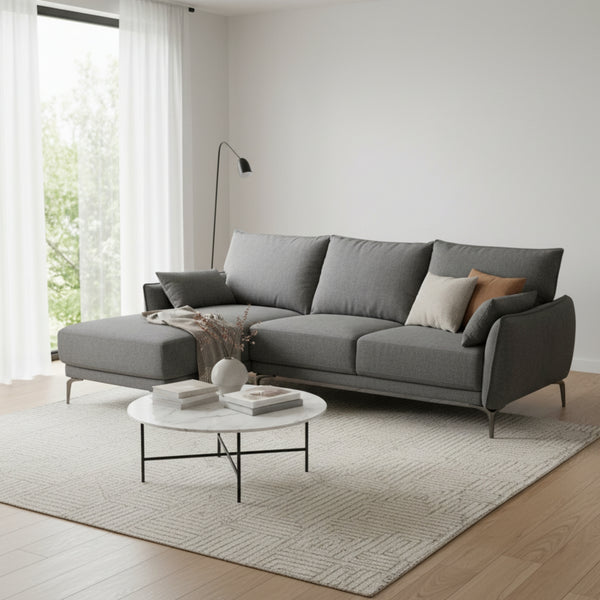 Kyle 2 Seater Fabric Sofa RHF Chaise Grey