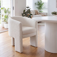 Kylie Dining Chair Armchair Boucle Fabric White