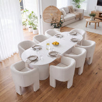 Kylie Dining Chair Armchair Boucle Fabric White