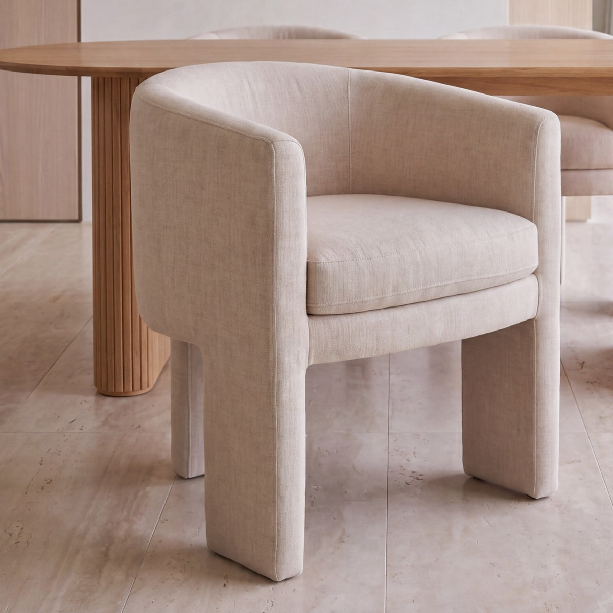 Kylie Dining Chair Armchair Velvet Fabric Beige