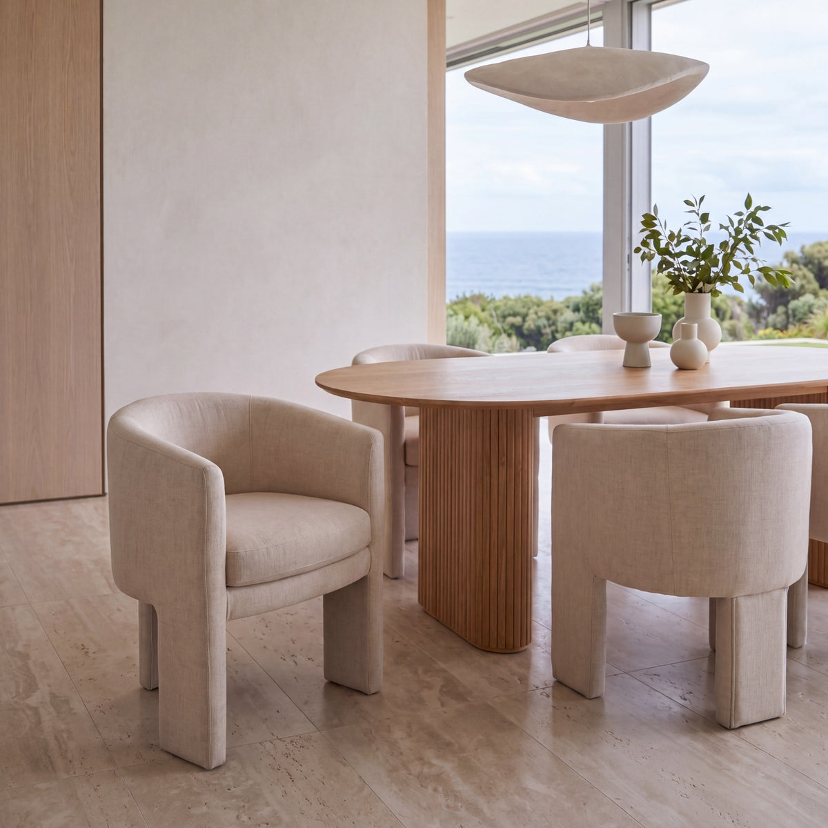 Kylie Dining Chair Armchair Velvet Fabric Beige
