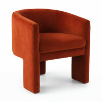 Kylie Dining Chair Armchair Velvet Fabric Rust Orange