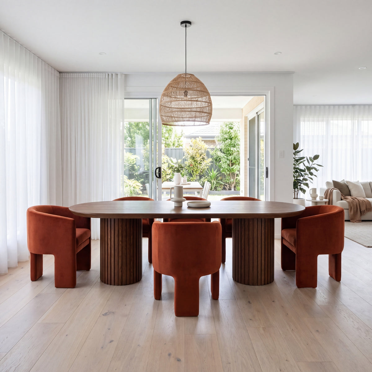 Kylie Dining Chair Armchair Velvet Fabric Rust Orange