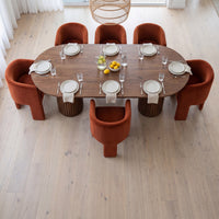 Kylie Dining Chair Armchair Velvet Fabric Rust Orange