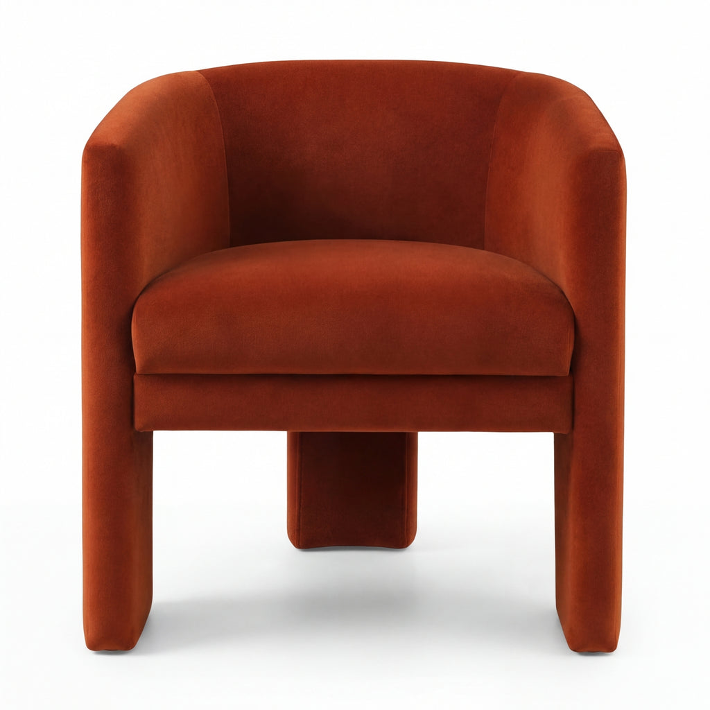 Kylie Dining Chair Armchair Velvet Fabric Rust Orange