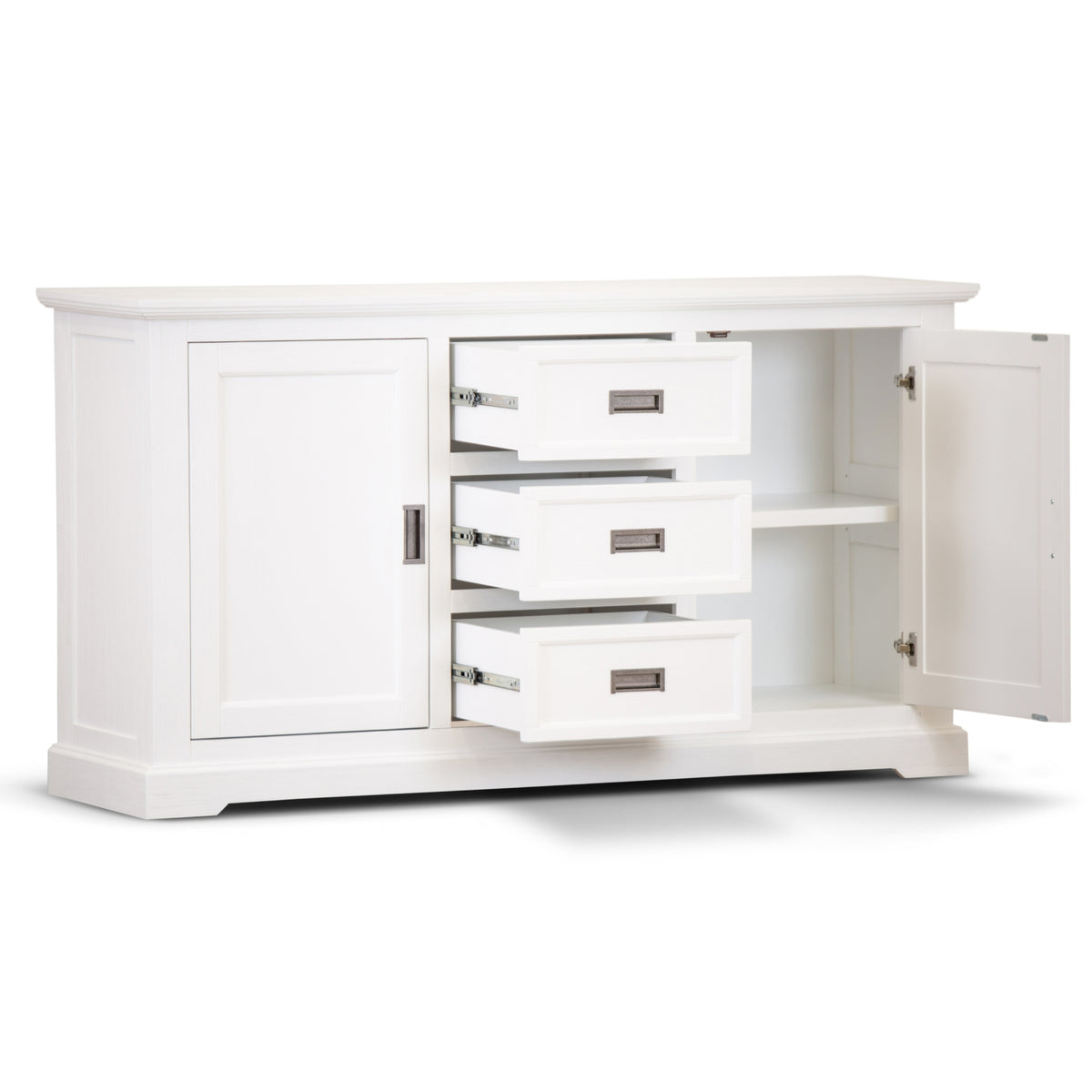 Laelia Buffet Table 166cm 2 Door 3 Drawer Acacia Wood Coastal Furniture -White