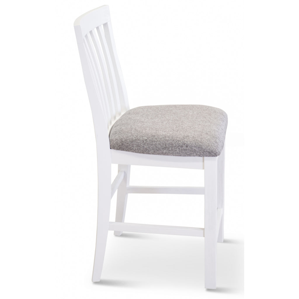 Laelia Tall Bar Chair Stool Set of 2 Solid Acacia Wood Coastal Furniture - White