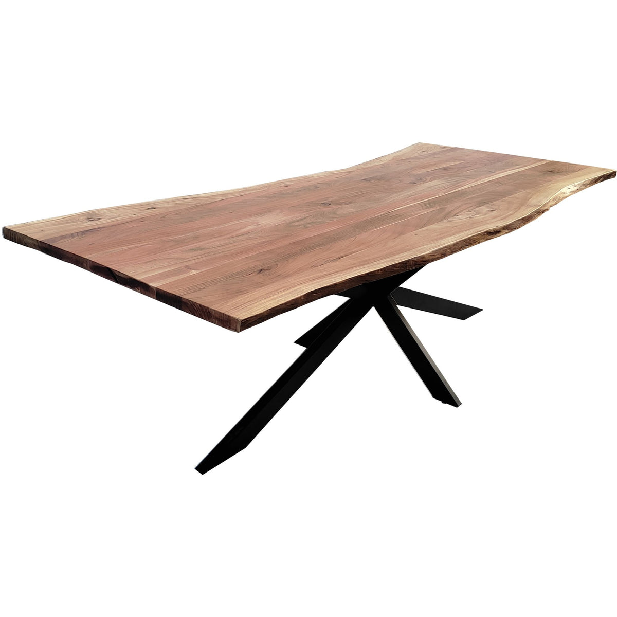 Lantana Dining Table 240cm Live Edge Solid Acacia Timber Wood Metal Leg -Natural