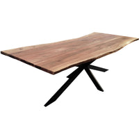 Lantana Dining Table 240cm Live Edge Solid Acacia Timber Wood Metal Leg -Natural