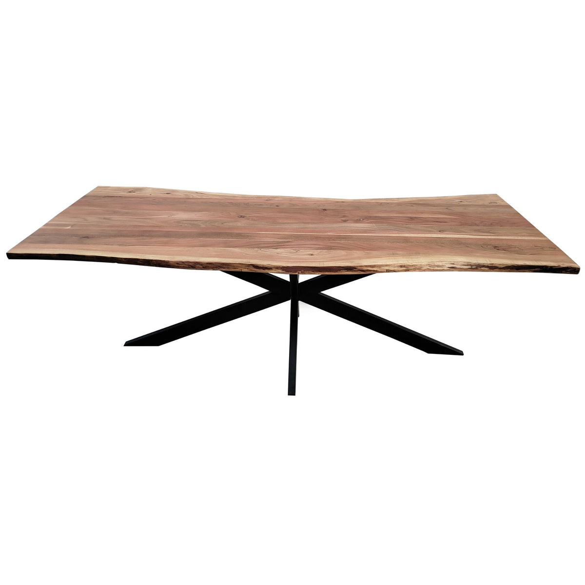 Lantana Dining Table 240cm Live Edge Solid Acacia Timber Wood Metal Leg -Natural