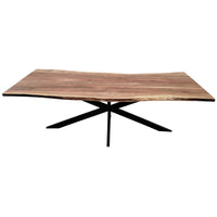 Lantana Dining Table 240cm Live Edge Solid Acacia Timber Wood Metal Leg -Natural