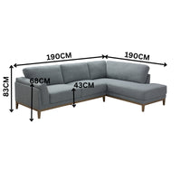 Laurie 3 Seater Fabric Sofa RHF Chaise Grey