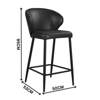 Leon 2pc Set PU Leather Bar Stool Black