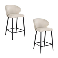 Leon 2pc Set PU Leather Bar Stool Wheat Cream