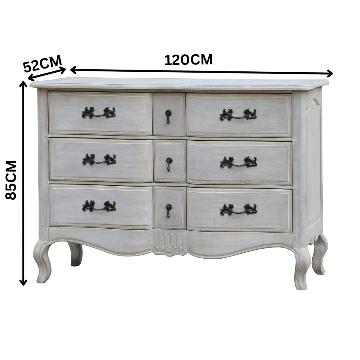 Leon Dresser Drawer Storage Cabinet Washed Grey