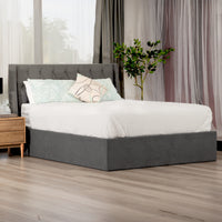 Leonora Bed Frame with Gas Lift Storage Charcoal Double 