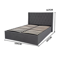 Leonora Bed Frame with Gas Lift Storage Charcoal Double 
