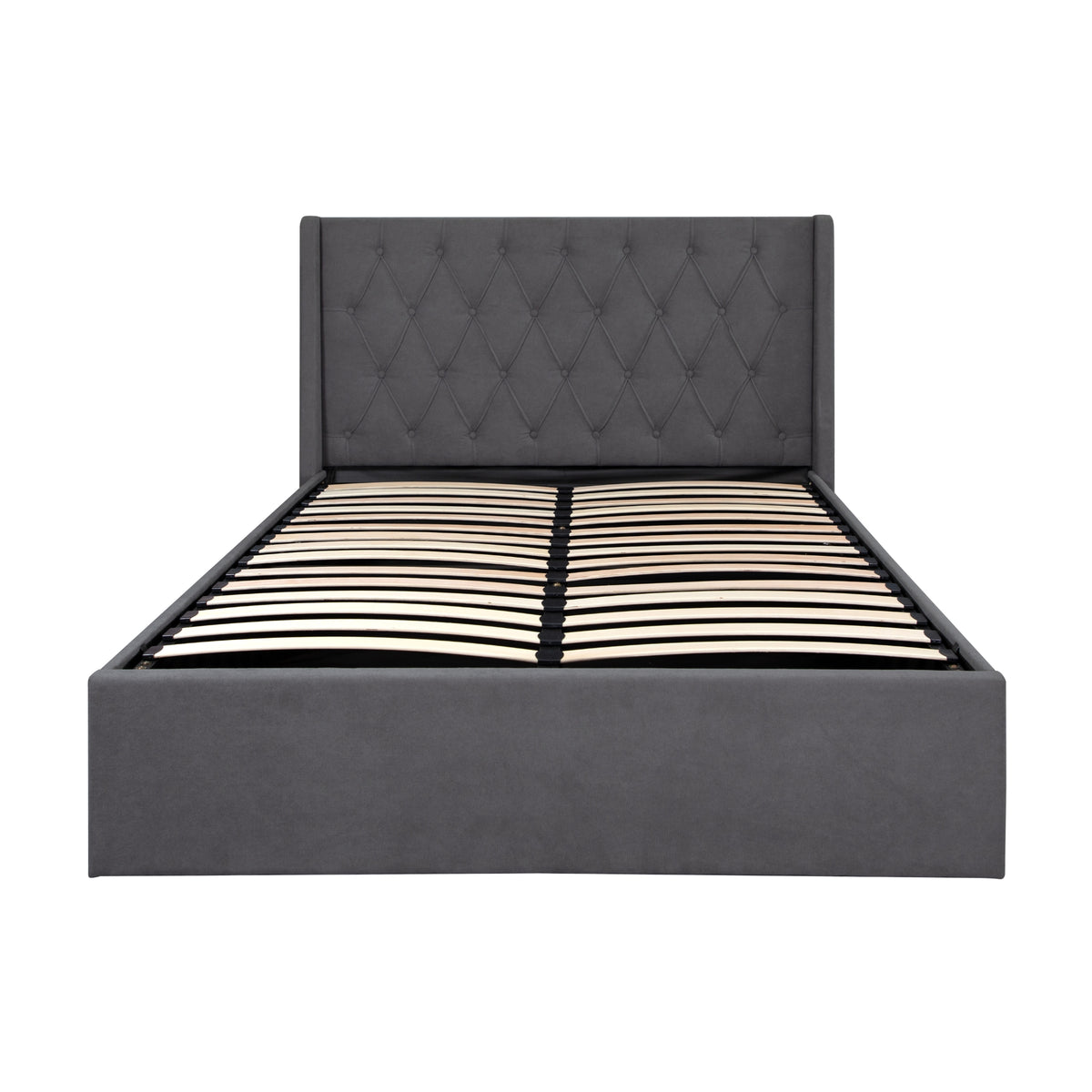 Leonora Bed Frame with Gas Lift Storage Charcoal King 