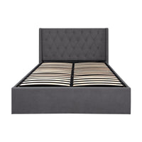 Leonora Bed Frame with Gas Lift Storage Charcoal King 