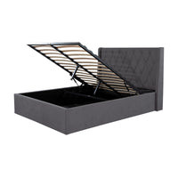 Leonora Bed Frame with Gas Lift Storage Charcoal Queen 