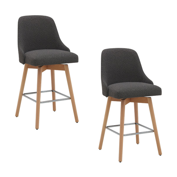 Letos 2pc Bar Stool Dining Chair Dark Grey