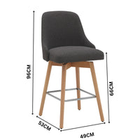 Letos 2pc Bar Stool Dining Chair Dark Grey