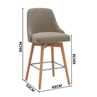 Letos 2pc Bar Stool Dining Chair Light Grey