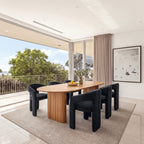 Leva 2pc Set Dining Chair Boucle Fabric Charcoal, in a dining room with balcony views, wide view