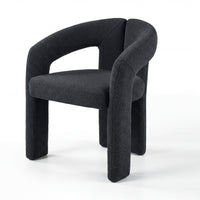 Leva 2pc Set Dining Chair Boucle Fabric Charcoal, single chair, front three-quarter view on a white background