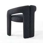 Leva 2pc Set Dining Chair Boucle Fabric Charcoal, single chair, rear three-quarter view on a white background