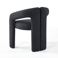 Leva 2pc Set Dining Chair Boucle Fabric Charcoal, single chair, rear three-quarter view on a white background