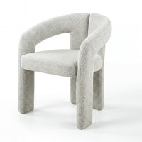 Leva 2pc Set Dining Chair Boucle Fabric Grey, single chair, front three-quarter view on a white background