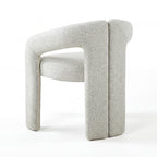 Leva 2pc Set Dining Chair Boucle Fabric Grey, single chair, rear three-quarter view on a white background