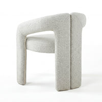 Leva 2pc Set Dining Chair Boucle Fabric Grey, single chair, rear three-quarter view on a white background