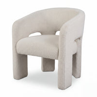 Leva Dining Chair Armchair Boucle Fabric White