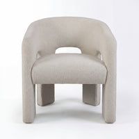 Leva Dining Chair Armchair Boucle Fabric White