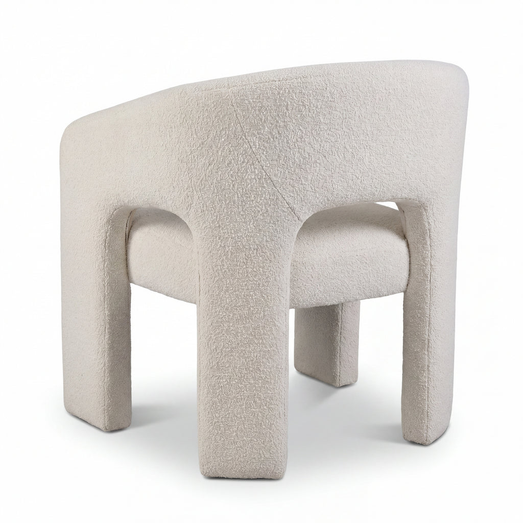 Leva Dining Chair Armchair Boucle Fabric White