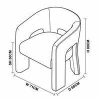 Leva Dining Chair Armchair Boucle Fabric White